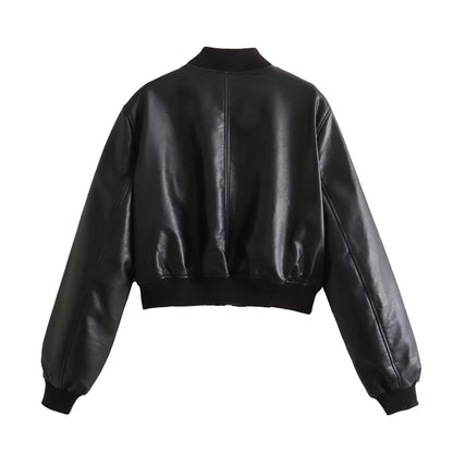 Black Cropped Leather Jacket