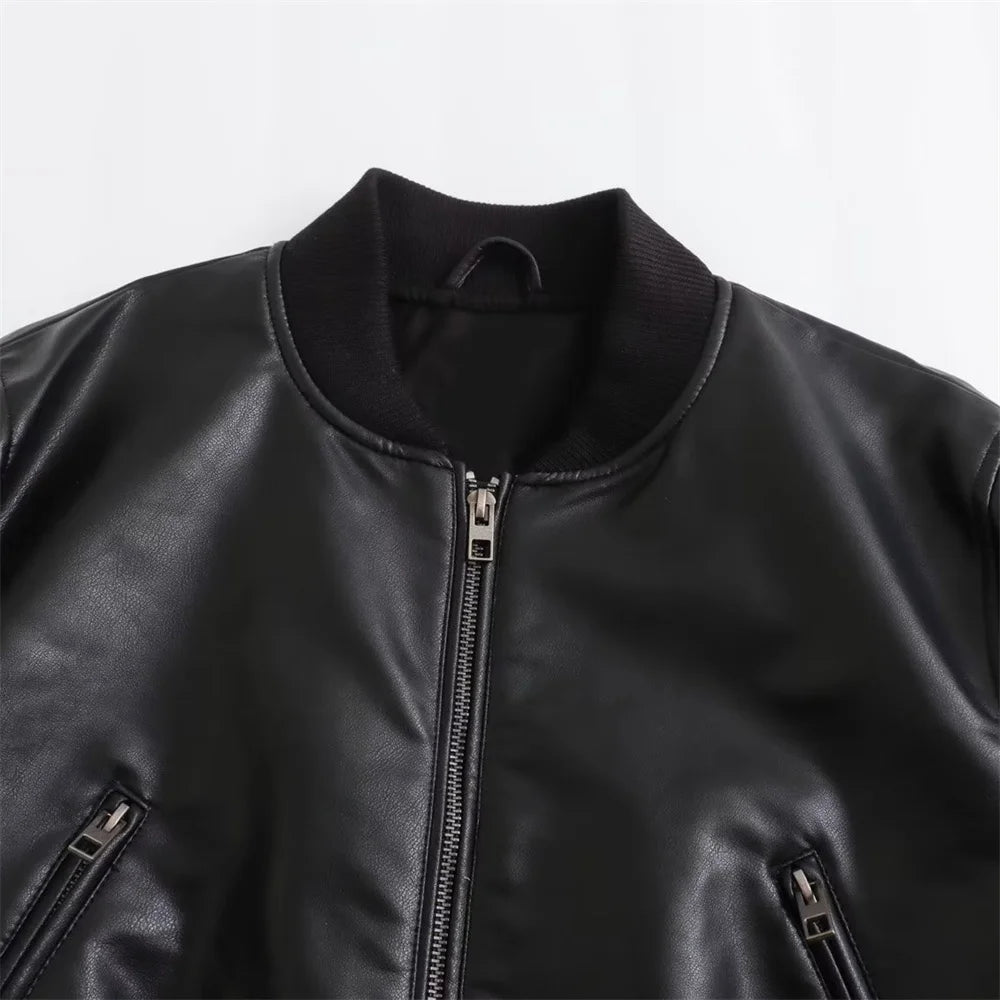 Black Cropped Leather Jacket