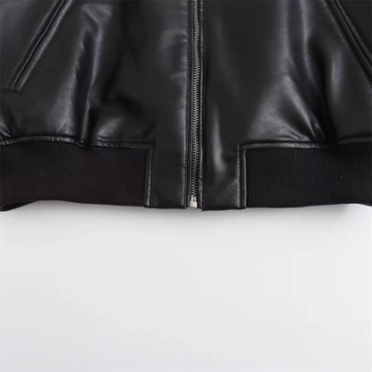 Black Cropped Leather Jacket