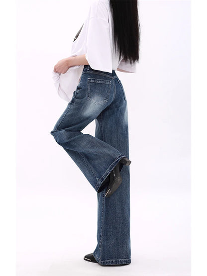 High Waist Retro Straight Jeans