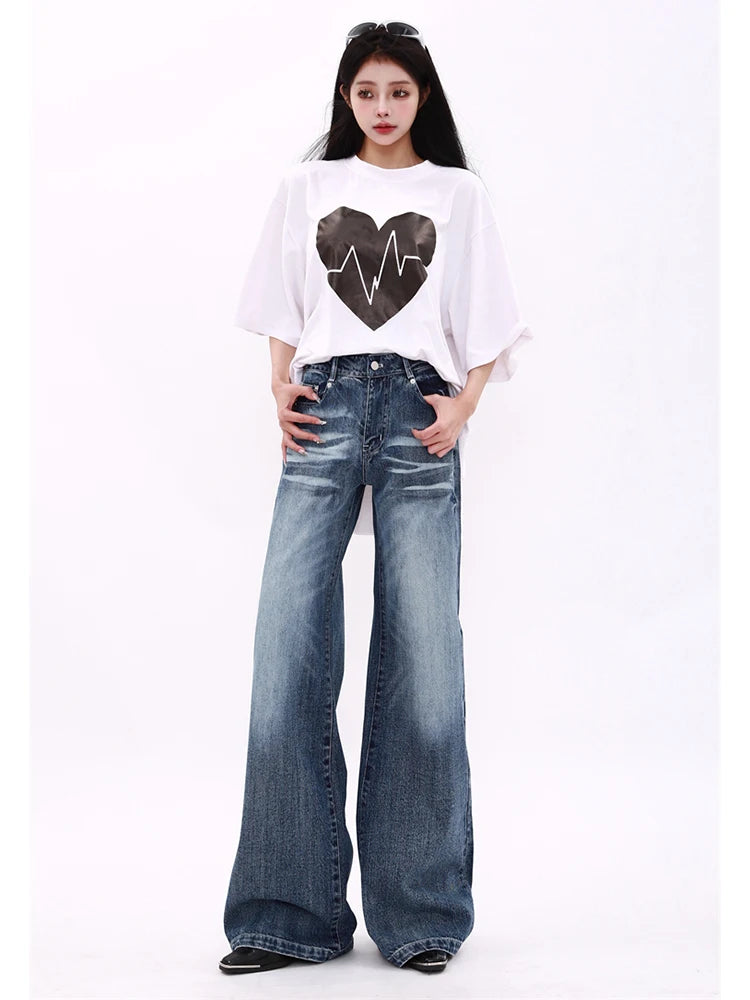 High Waist Retro Straight Jeans