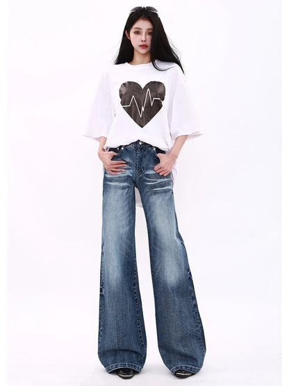 High Waist Retro Straight Jeans