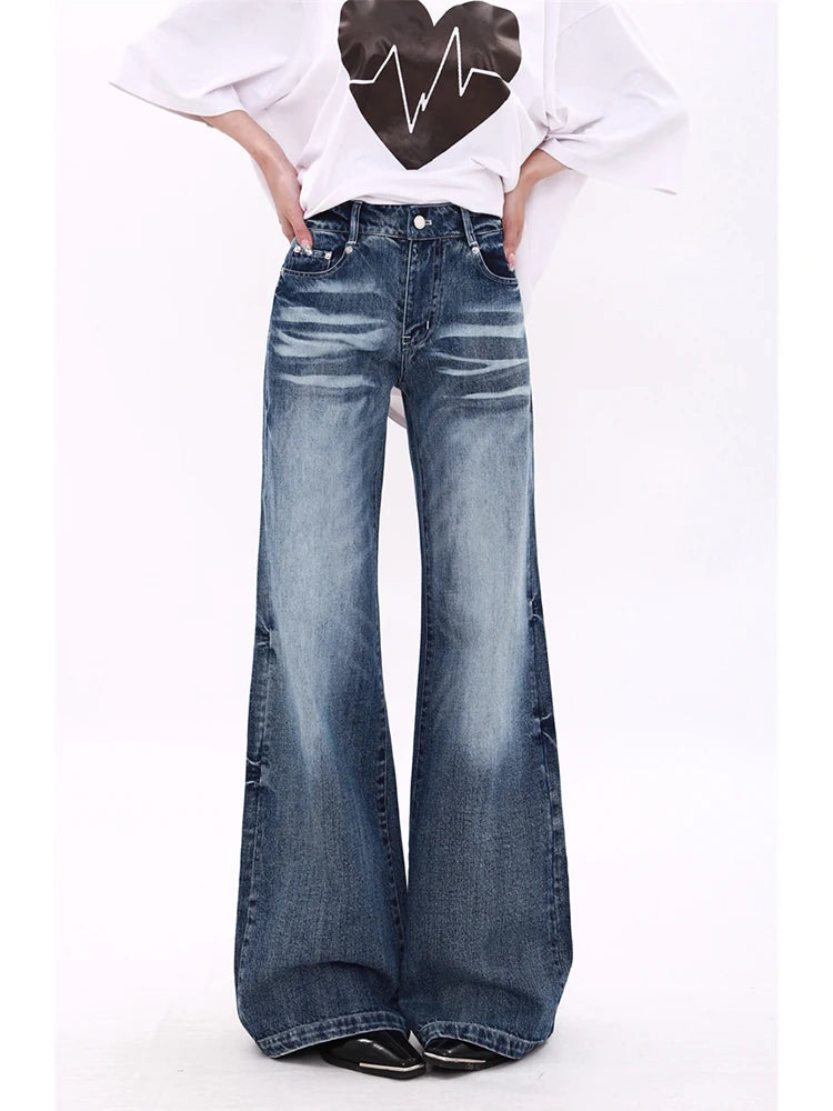 High Waist Retro Straight Jeans