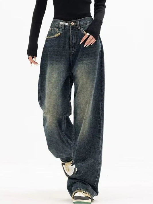 Vintage Wash Wide Leg Jeans