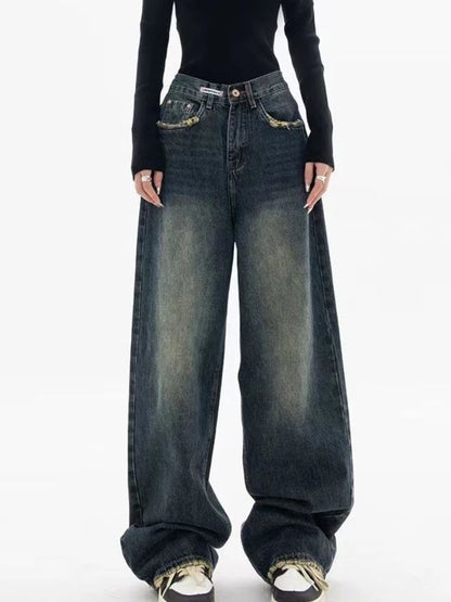 Vintage Wash Wide Leg Jeans