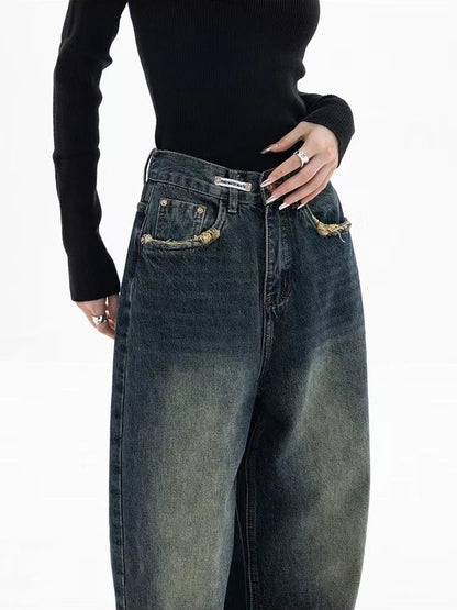 Vintage Wash Wide Leg Jeans