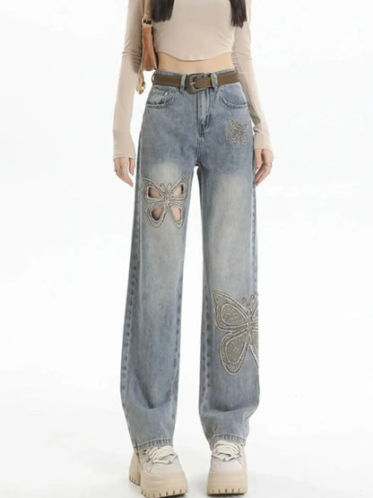 Butterfly Themed Straight Legs Jean