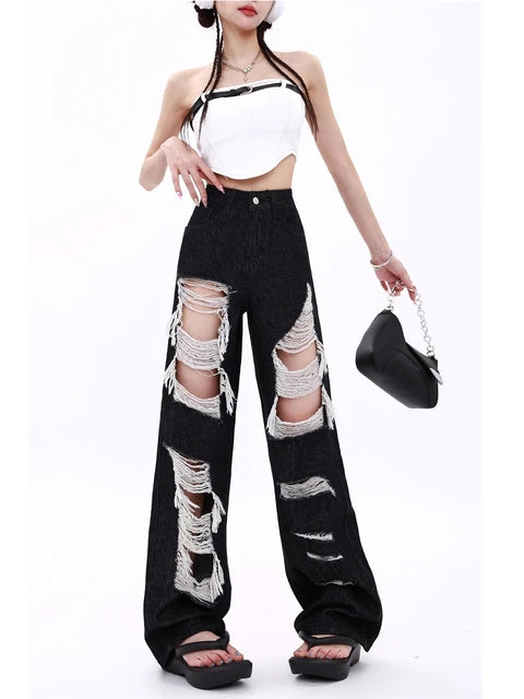 Modern Ripped Black Jeans