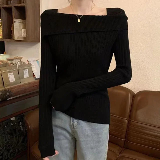 Off Shoulder Knit Sweater