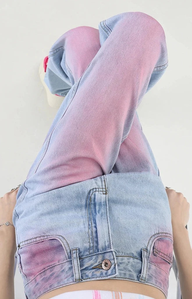 Pink Blue Denim Jeans