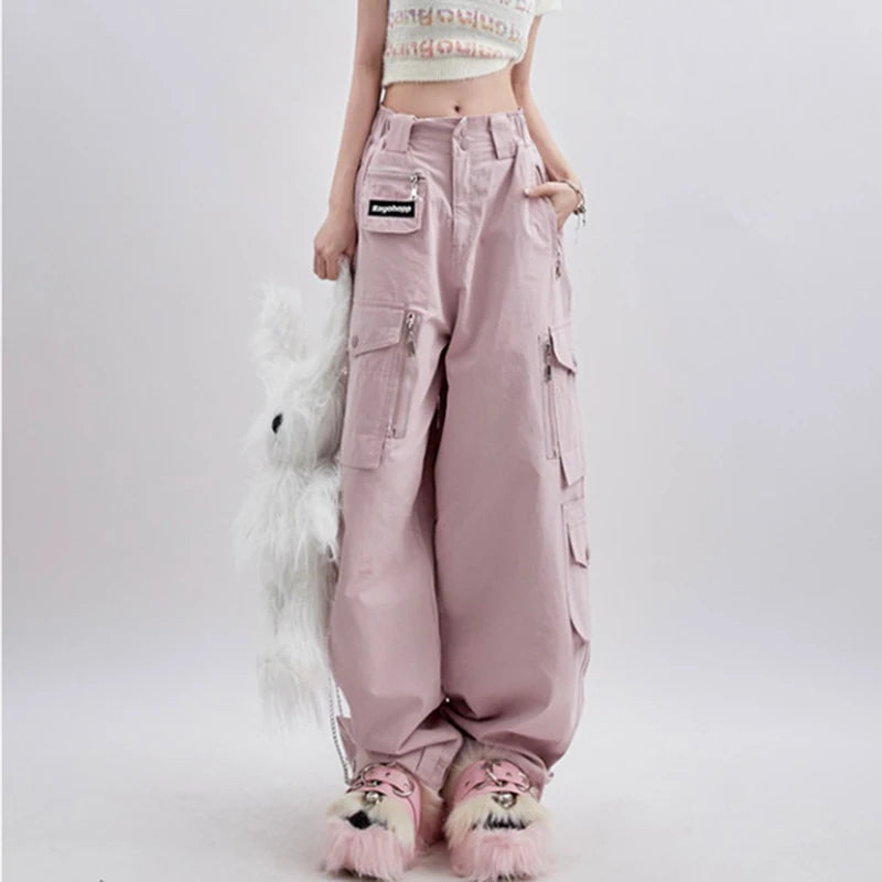 Pink Cargo Baggy Pants