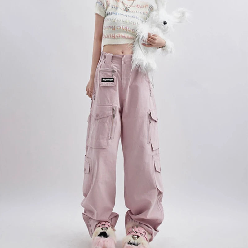 Pink Cargo Baggy Pants