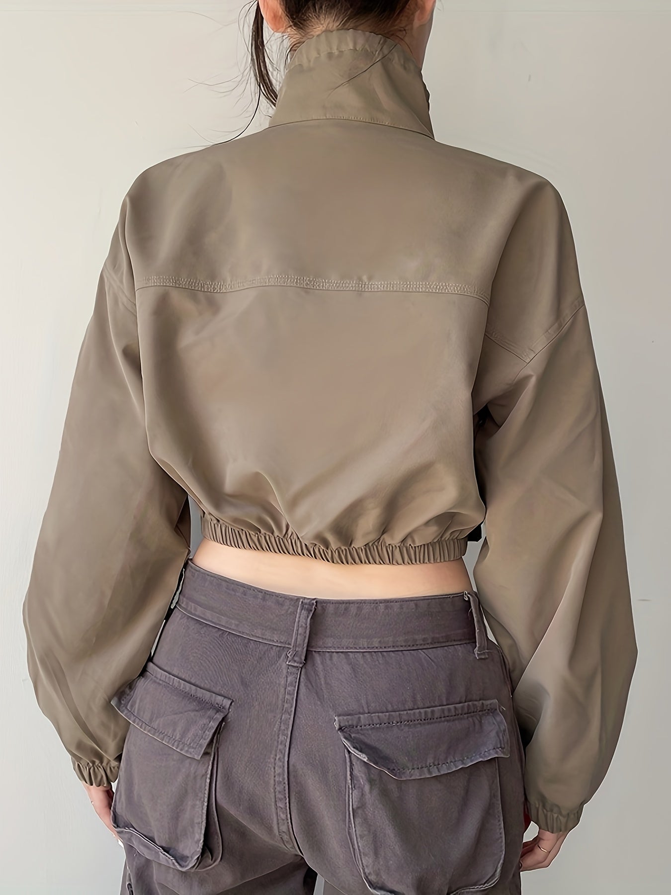 Drawstring Cropped Long Sleeve Jacket