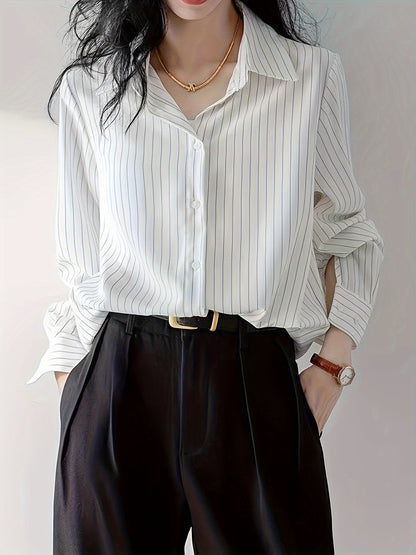 Buttoned Casual Long Sleeve White Shirt